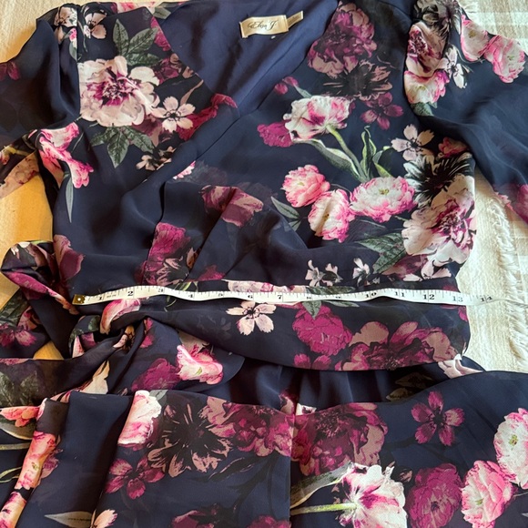 Eliza J Floral Wrap Dress - Black and Pink - Picture 5 of 6